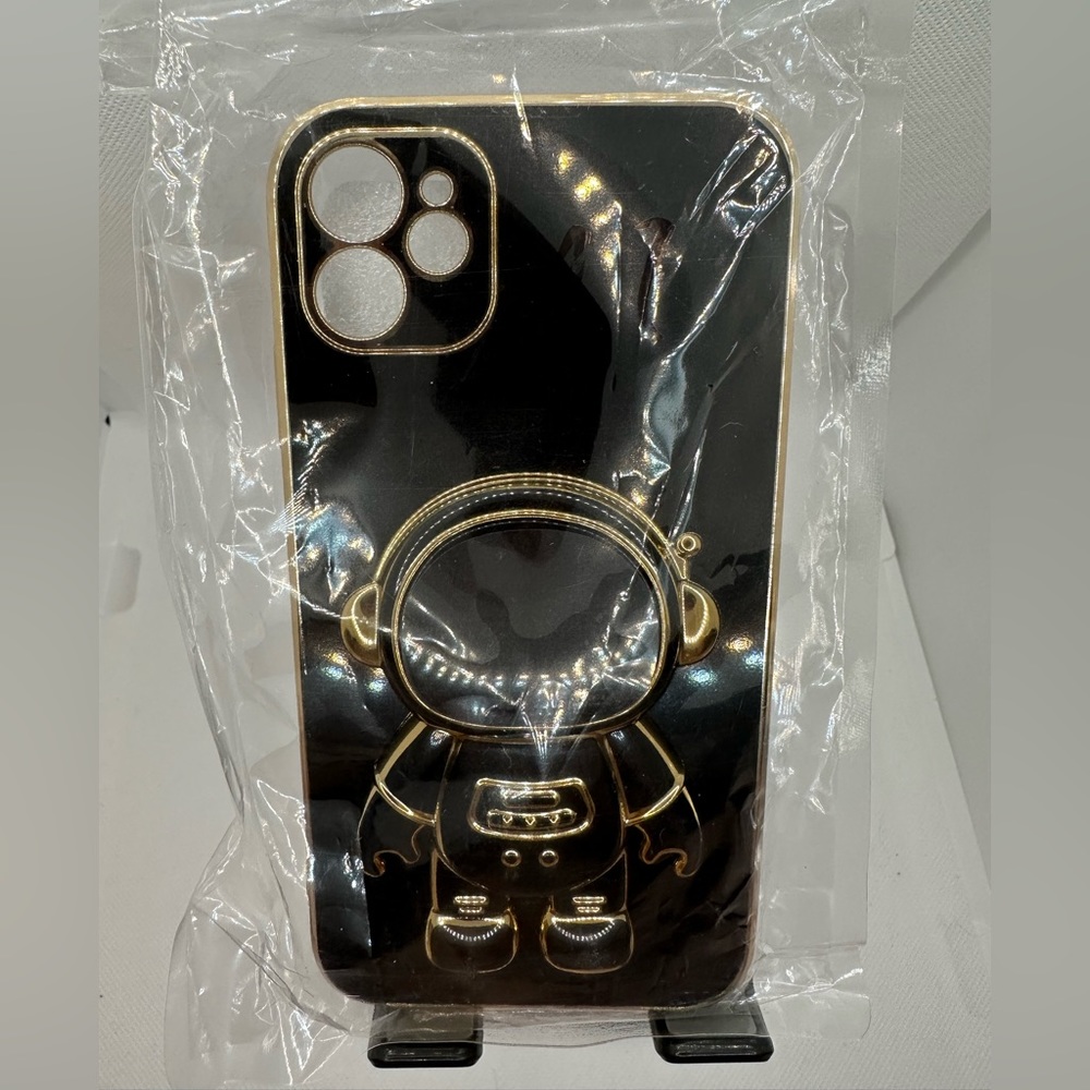 iPhone 11 Black & Gold Astronaut Case with Built-in Stand